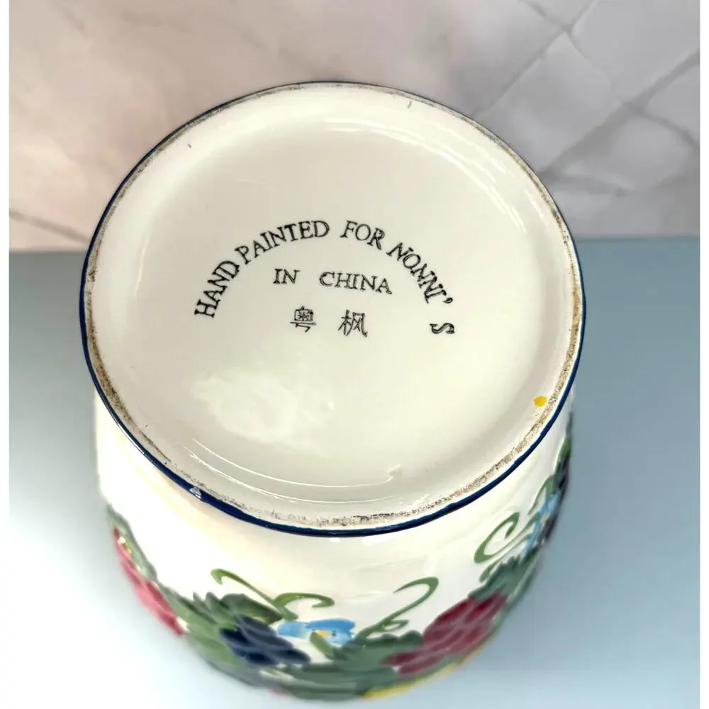 Nonni's Biscotti Hand-Made/Painted Ceramic Storage Jar Fitted Lid Rubber Seal